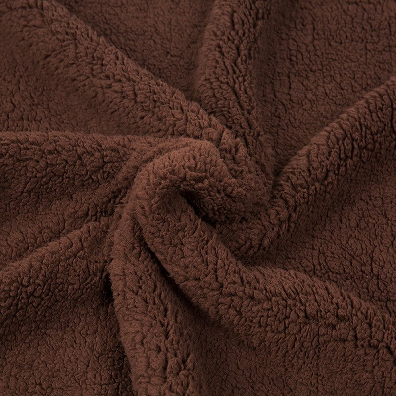 Chocolate brown sherpa fleece pet blanket texture