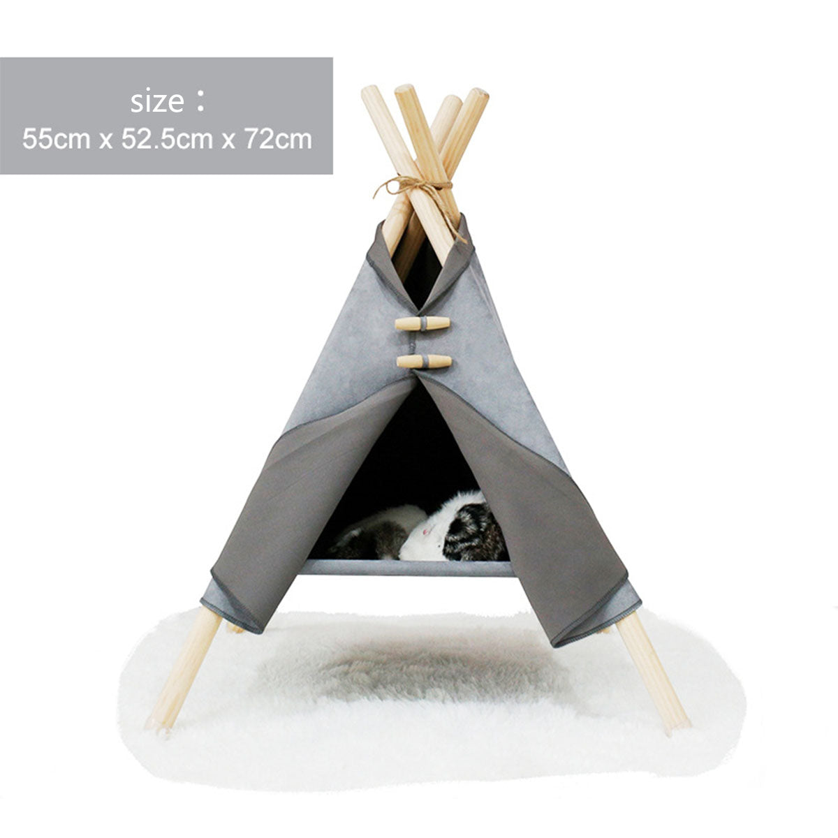 Nordic teepee pet bed in gray