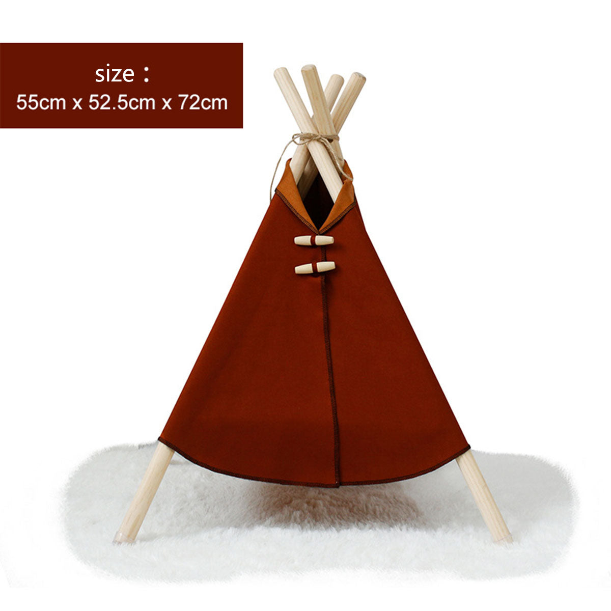 Nordic teepee pet bed in rust brown