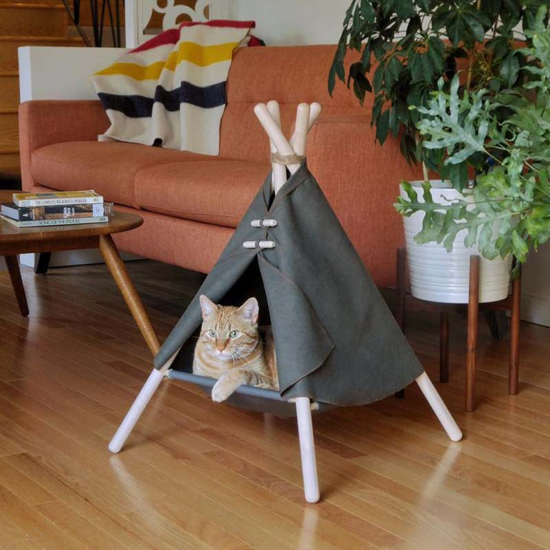 Pet teepee bed with cushion