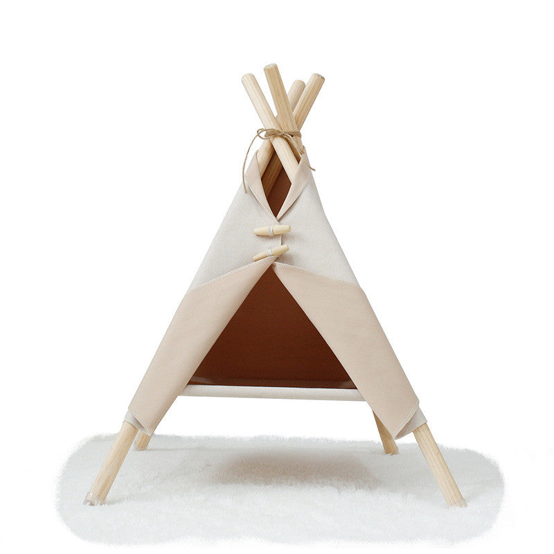 Fleecy Nordic teepee pet bed in beige
