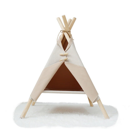 Fleecy Nordic teepee pet bed in beige