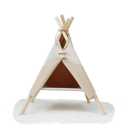 Fleecy Nordic teepee pet bed in beige
