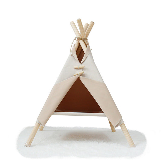 Fleecy Nordic teepee pet bed in beige