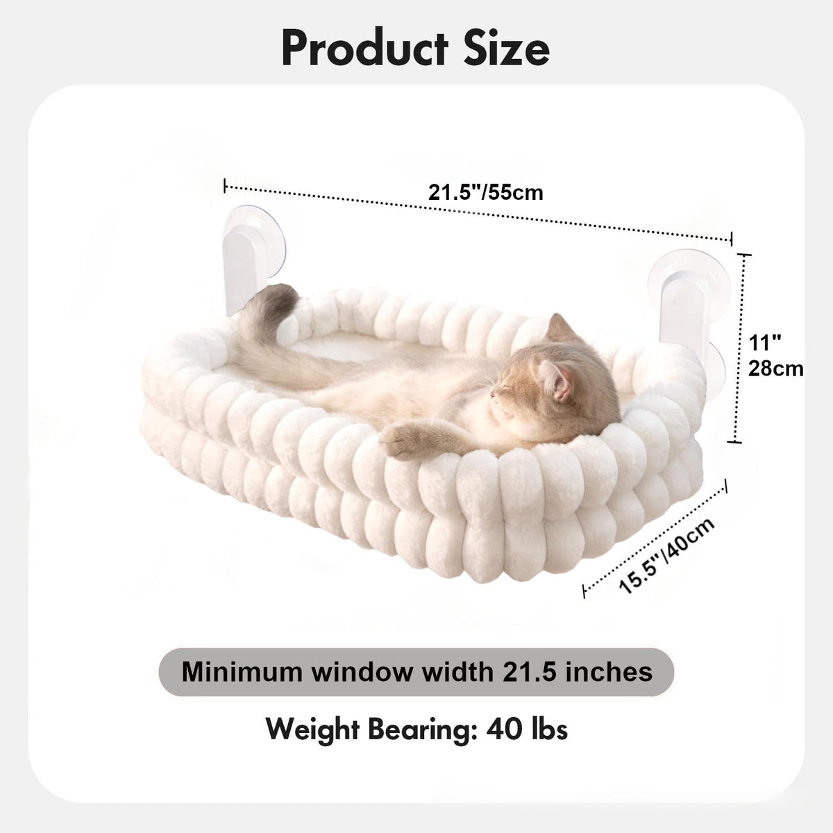 Window cat bed size and weight guide, 55 cm