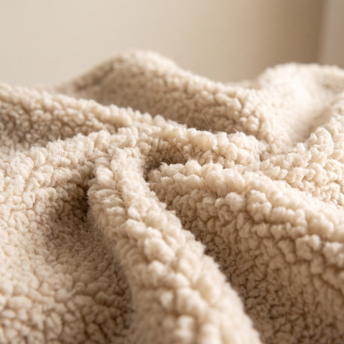 Close-up of thick sherpa fleece texture