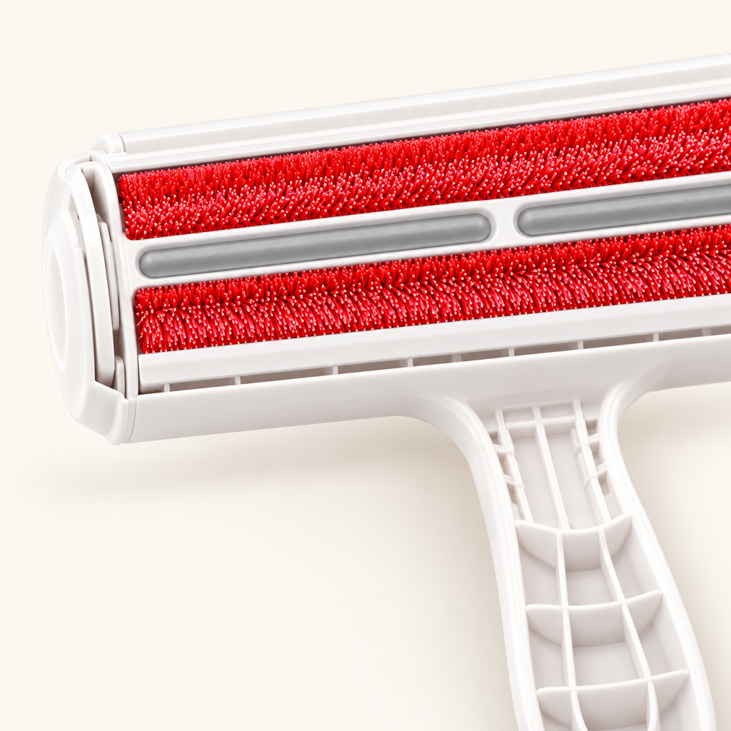 Close-up of the Fleecy Fur & Lint Roller two-way bristle head